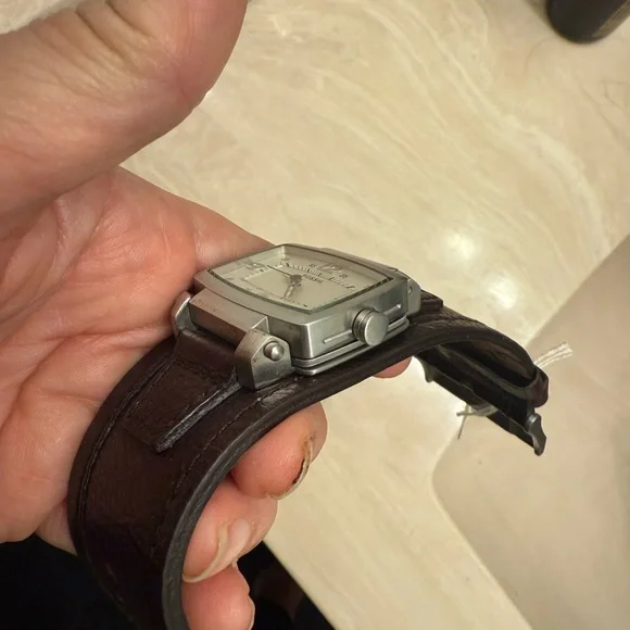 Fossil White Dial with Brown Leather Strap Watch nwot stainless steel.